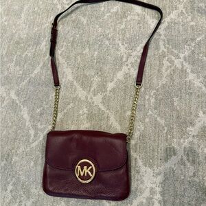 Michael Kors Burgundy and Gold Crossbody Bag
